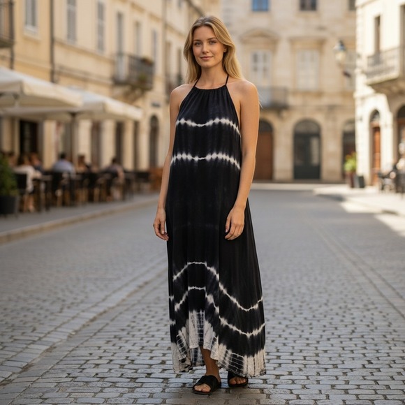 Wishlist Dresses & Skirts - 304. Wishlist Black White Tie Dye High Low Maxi Dress Womens‎ Boho Summer